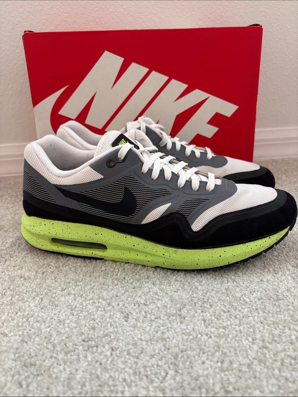 Nike Men’s Sneakers - Black Gray White with Neon Green Midsole